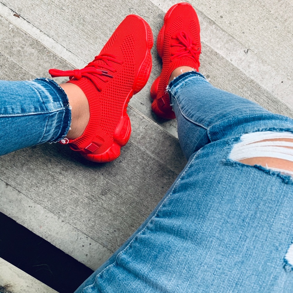 Red sneakers